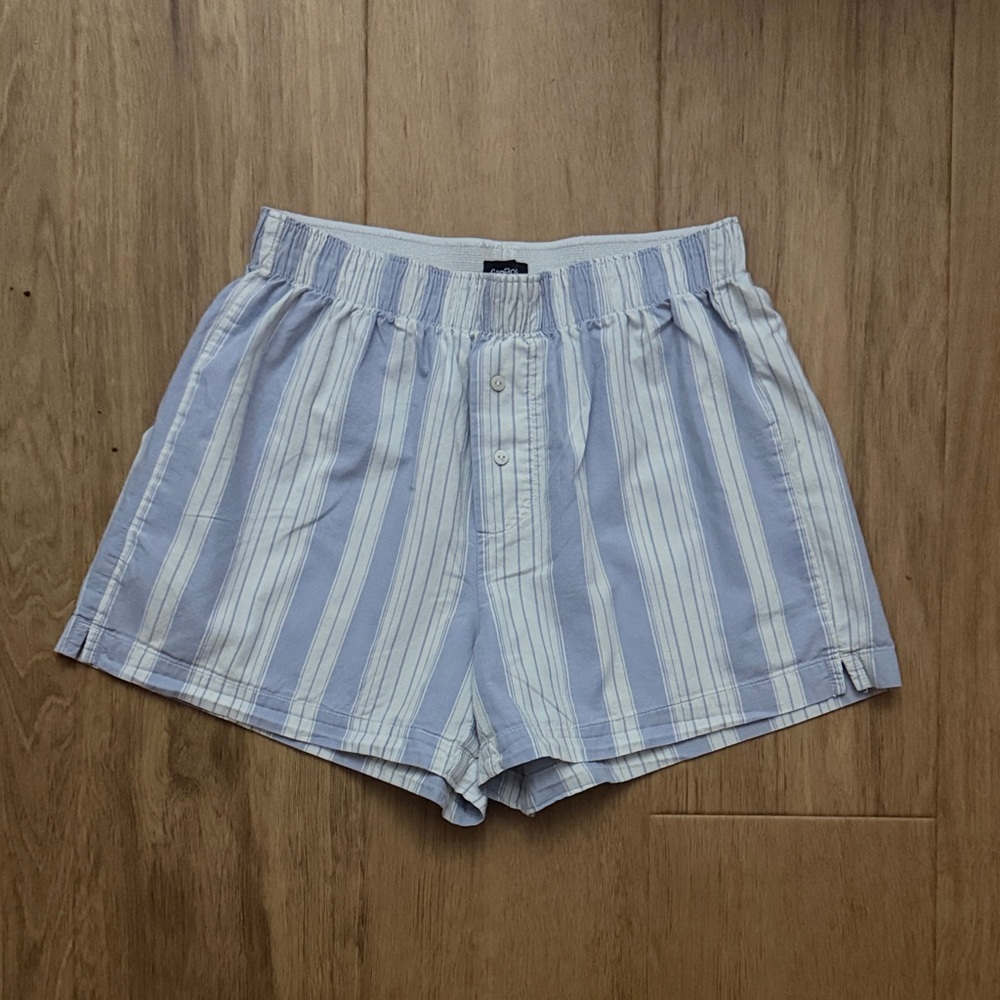 Poplin Pajama Shorts - blue stripe - Size XXS